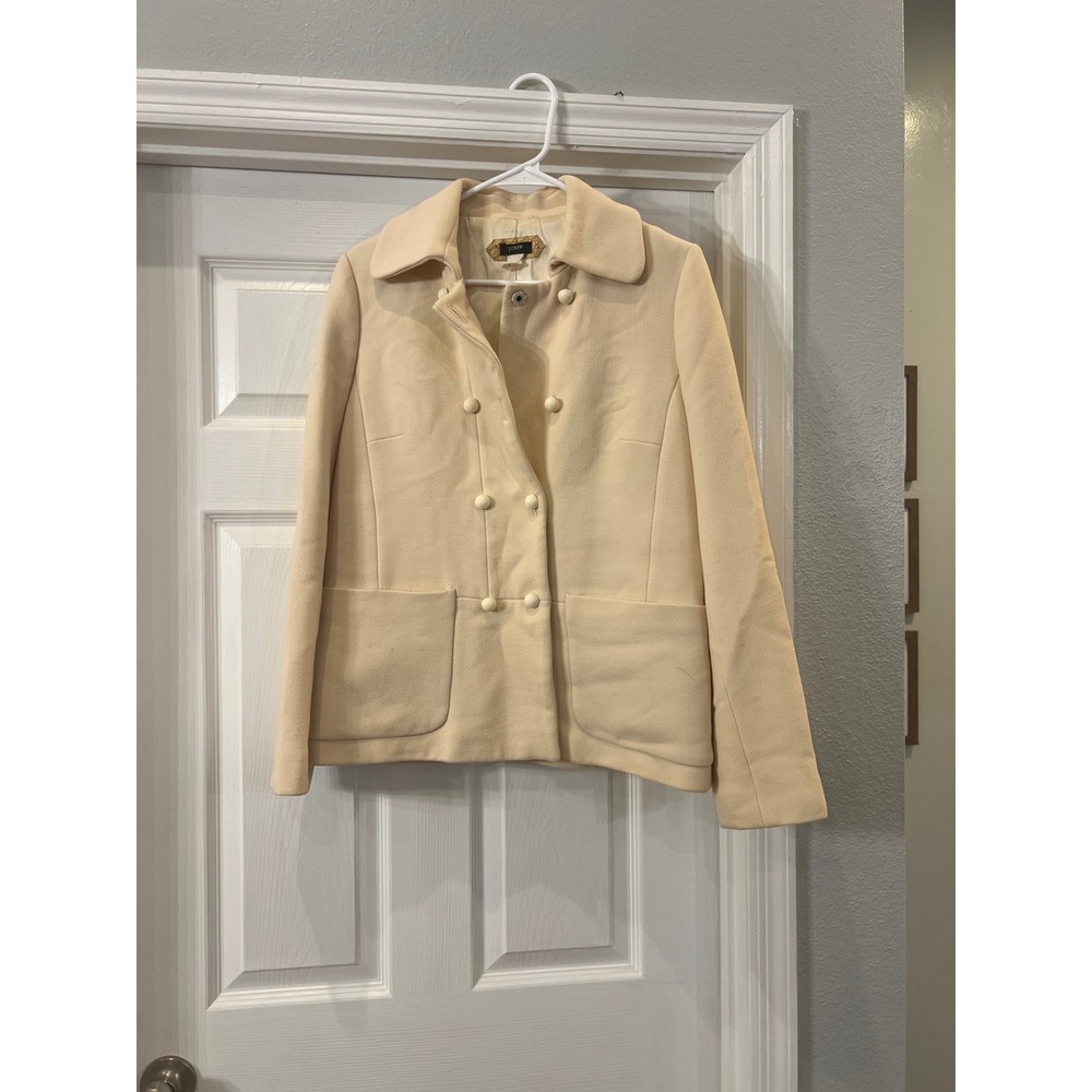 J. Crew Ivory Double Breasted Blazer Jacket Pockets Business Career‎ Size 6